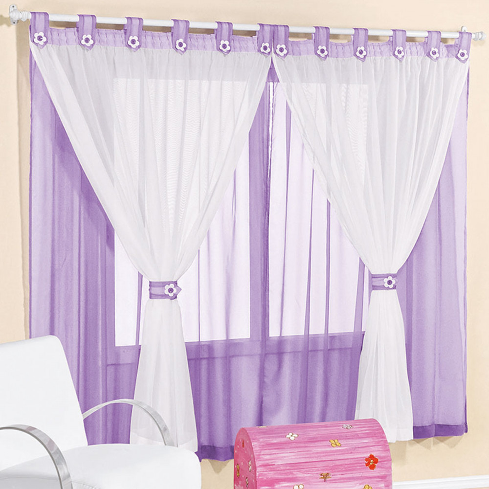 cortina lilás tipo adequado para o quarto da sua filha